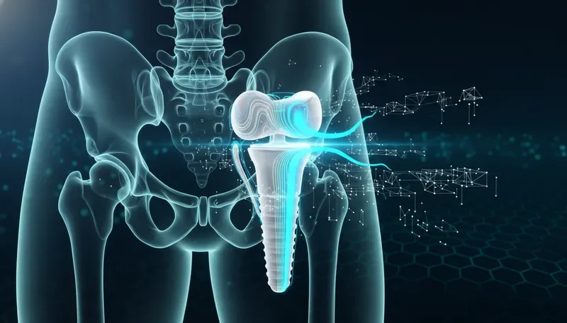 Biomechanical simulation of a medical implant with stress analysis contours